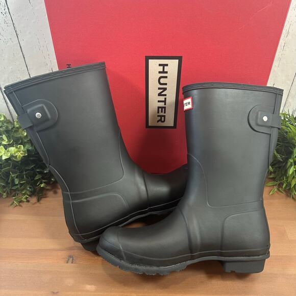 Hunter Women's Original Back Adjustable Short Rain Boots Black Size 9 - Picture 3 of 8